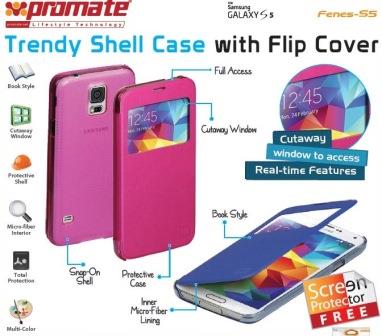 Promate Fenes S5 Bookcover with window Colour:Pink