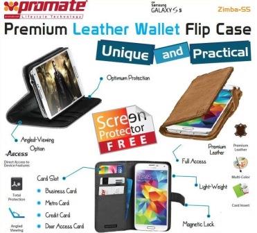 Promate Zimba S5 Bookcover case Colour : Brown