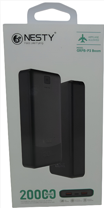 Nesty 20 000mAh Multi Functional Power Bank Colour Black